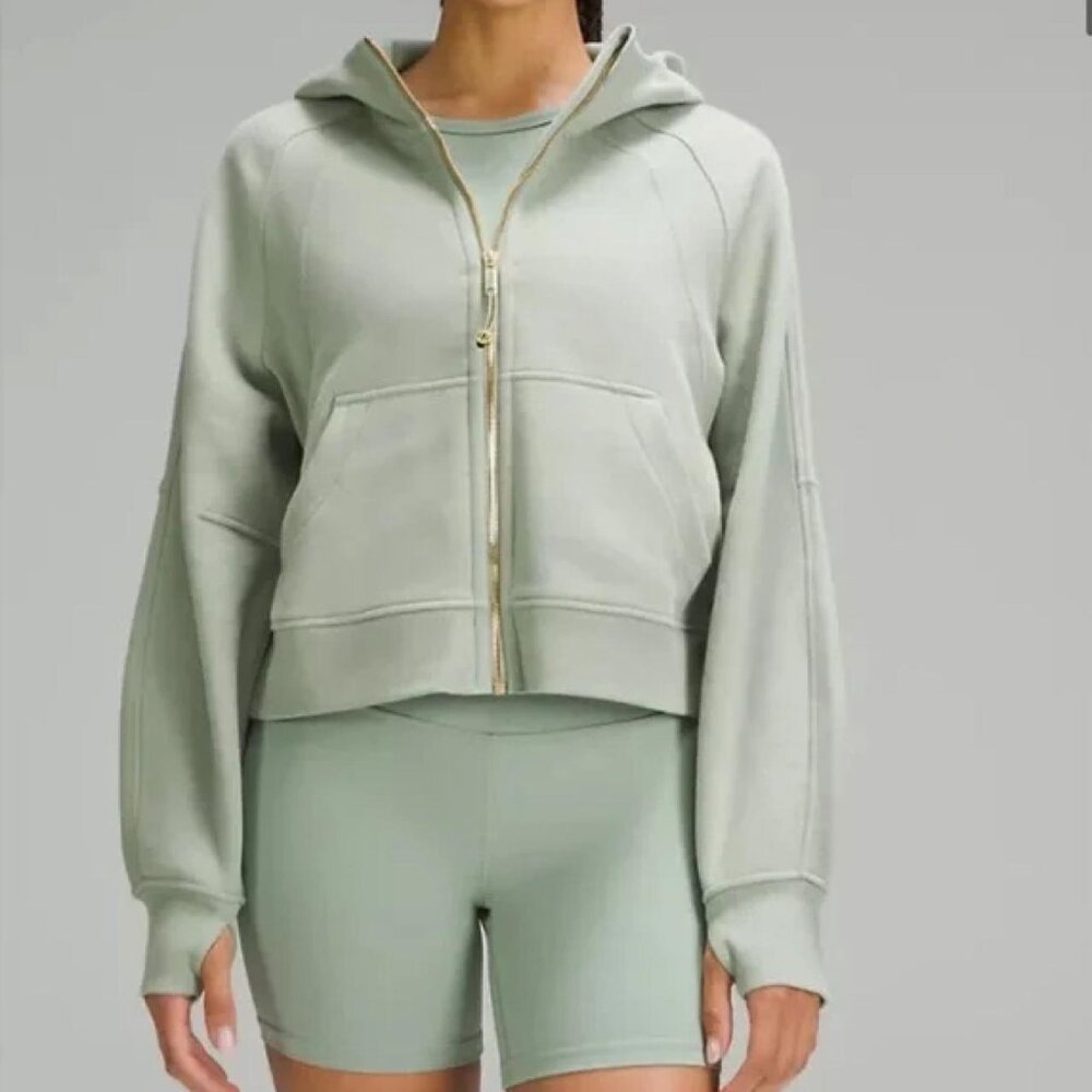 Lululemon Scuba Cropped Oversized Full Zip - Size M/L, Palm Court with Gold Zipp